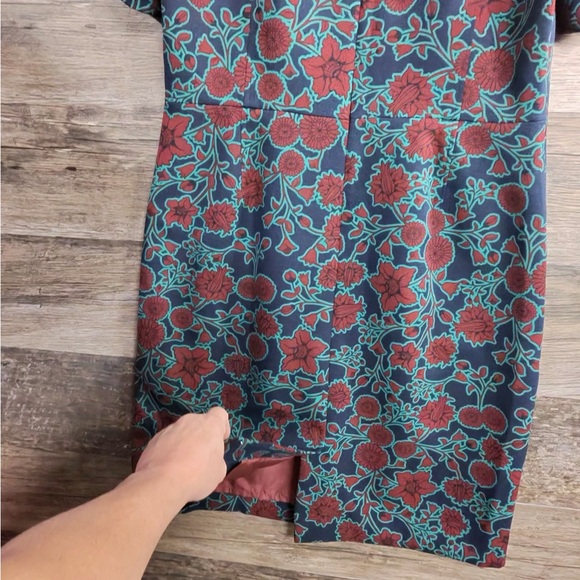 J. Crew Navy and Red Floral Midi Dress - Picture 10 of 12